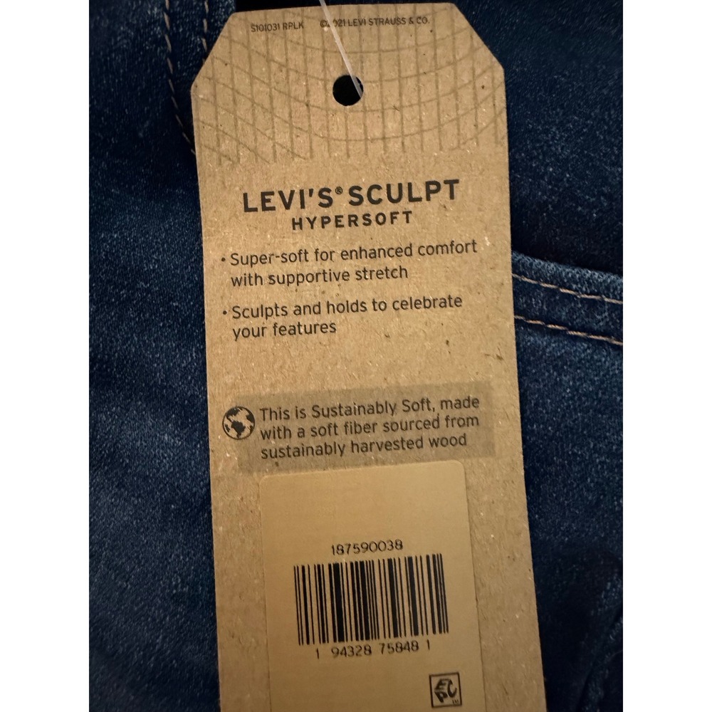 Levis 725 High Rise Bootcut Jeans Womens 8 Short W29 L30 Dark Wash Hypersoft NEW - Picture 9 of 9